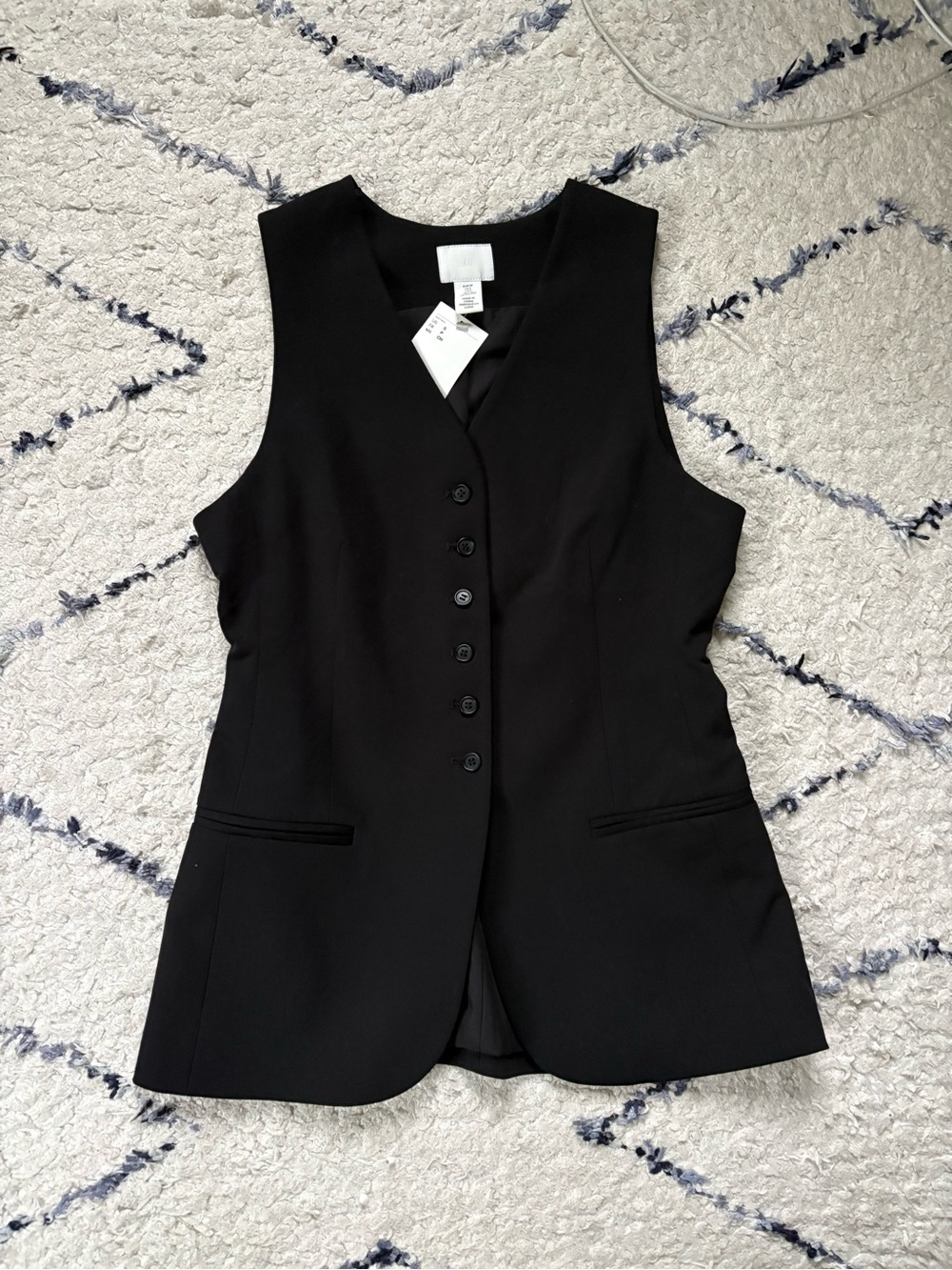 H&M Black V-Neck Button Blazer Tank